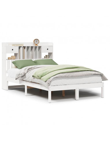 Letto Libreria senza Materasso Bianco 135x190 cm Legno di Pino