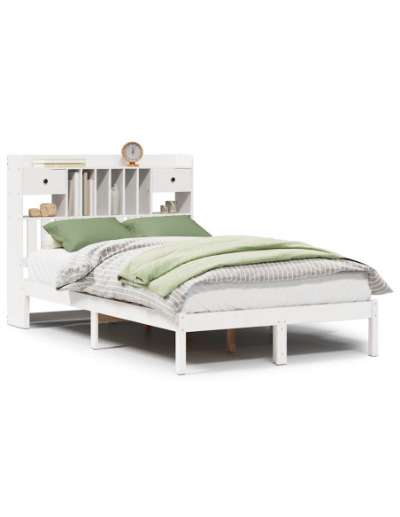 Letto Libreria senza Materasso Bianco 135x190 cm Legno di Pino