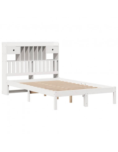 Letto Libreria senza Materasso Bianco 135x190 cm Legno di Pino