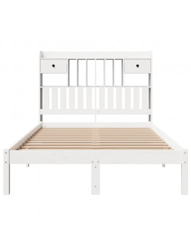 Letto Libreria senza Materasso Bianco 135x190 cm Legno di Pino