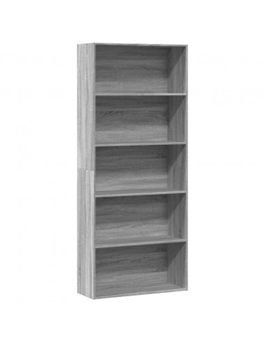 Libreria Grigio Sonoma 80x30x189 cm in Legno Multistrato