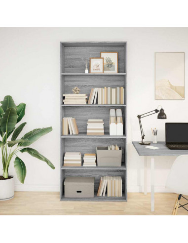 Libreria Grigio Sonoma 80x30x189 cm in Legno Multistrato