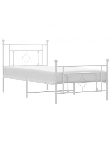 Giroletto con Testiera e Pediera Metallo Bianco 100x200 cm