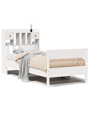 Letto Libreria senza Materasso Bianca 90x200 cm Legno di Pino