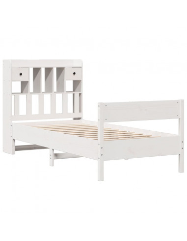 Letto Libreria senza Materasso Bianca 90x200 cm Legno di Pino
