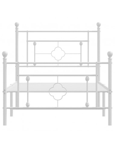 Giroletto con Testiera e Pediera Metallo Bianco 100x200 cm