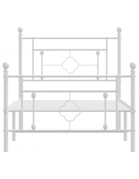 Giroletto con Testiera e Pediera Metallo Bianco 100x200 cm