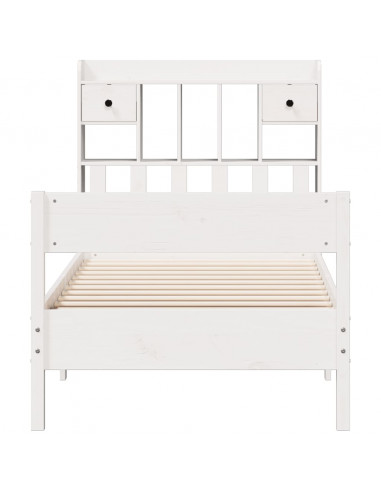 Letto Libreria senza Materasso Bianca 90x200 cm Legno di Pino
