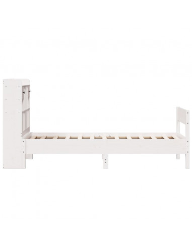 Letto Libreria senza Materasso Bianca 90x200 cm Legno di Pino