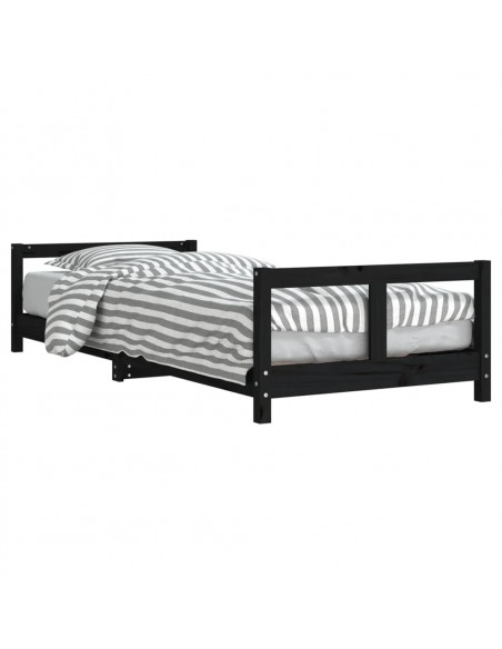 Giroletto per Bambini Nero 80x200 cm in Legno Massello di Pino