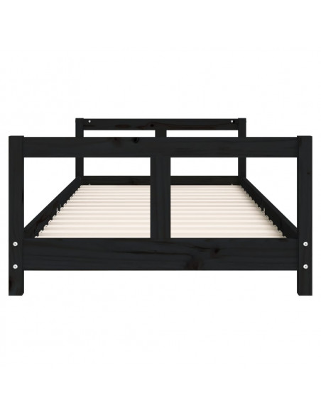 Giroletto per Bambini Nero 80x200 cm in Legno Massello di Pino