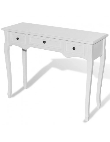 Tavolo Consolle da Trucco con 3 Cassetti Bianco