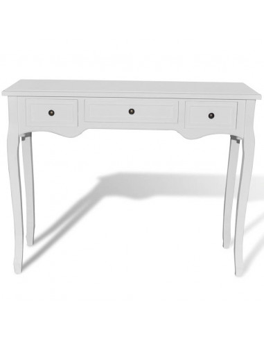 Tavolo Consolle da Trucco con 3 Cassetti Bianco