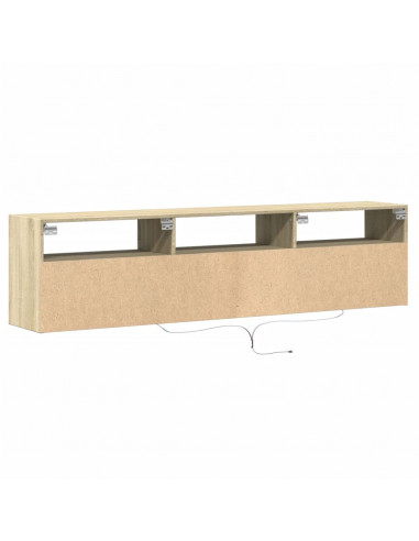 Mobile TV a Parete con LED Rovere Sonoma 180x31x45 cm