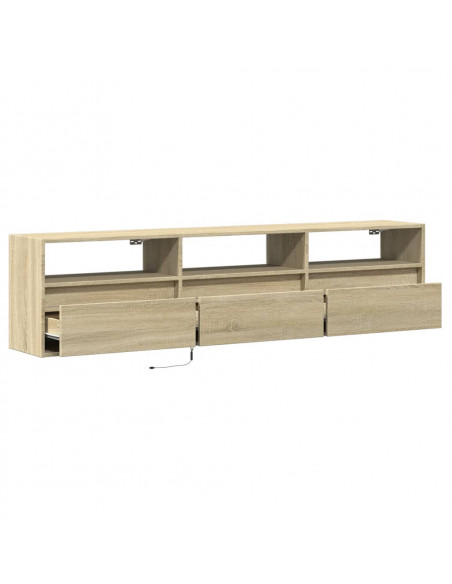 Mobile TV a Parete con LED Rovere Sonoma 180x31x45 cm