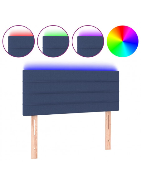 Testiera a LED Blu 90x5x78/88 cm in Tessuto