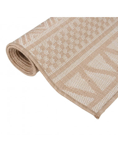 Tappeto da Esterni a Tessitura Piatta 100x200cm Strisce Marroni