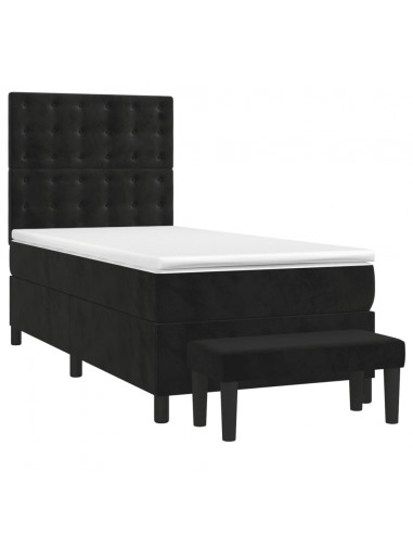 Giroletto a Molle con Materasso Nero 90x190 cm in Velluto