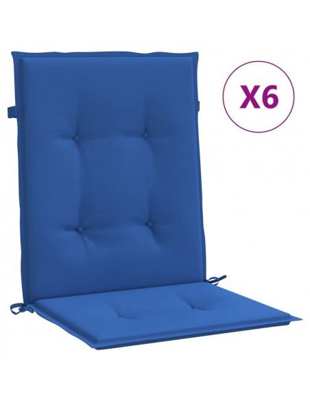 Cuscini per Sedia 6 pz Blu Reale 100x50x3 cm in Tessuto Oxford