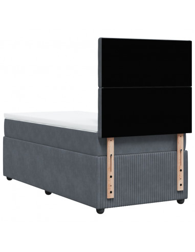 Giroletto a Molle con Materasso Grigio Scuro 100x200 cm Velluto