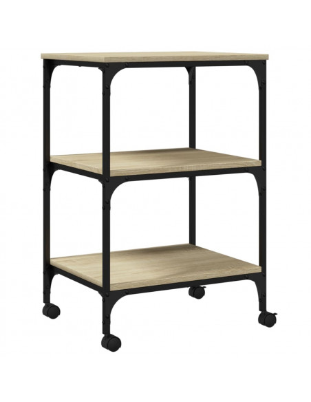 Supporto Stampante 3 Piani Rovere Sonoma 50x41x75cm Multistrato