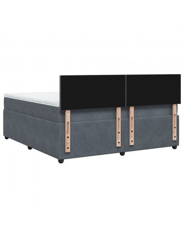 Giroletto a Molle con Materasso Grigio Scuro 180x200 cm Velluto