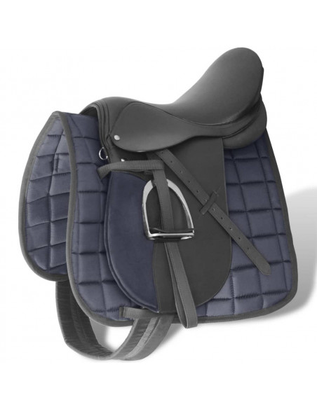 Set Sella Equitazione 17,5" in pelle naturale Nera 18 cm 5-in-1
