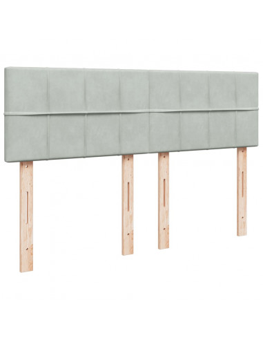 Giroletto a Molle con Materasso Grigio Chiaro 160x200cm Velluto