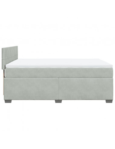 Giroletto a Molle con Materasso Grigio Chiaro 160x200cm Velluto