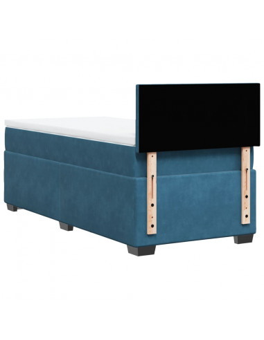 Giroletto a Molle con Materasso Blu Scuro 100x200 cm in Velluto