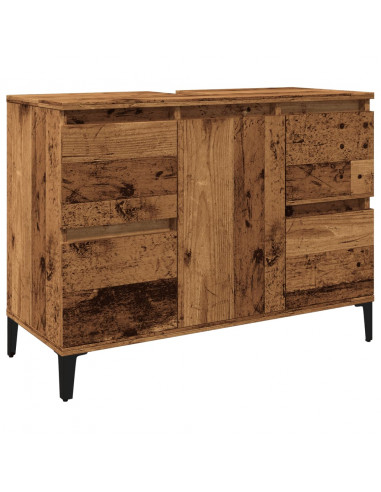 Mobile Lavabo Legno Antico 80x33x60 cm in Legno Multistrato