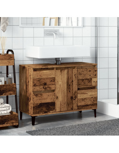 Mobile Lavabo Legno Antico 80x33x60 cm in Legno Multistrato