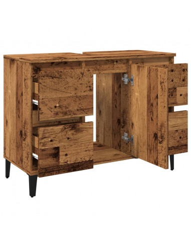 Mobile Lavabo Legno Antico 80x33x60 cm in Legno Multistrato