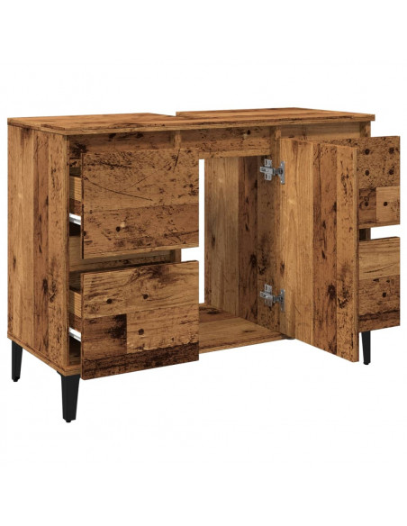 Mobile Lavabo Legno Antico 80x33x60 cm in Legno Multistrato