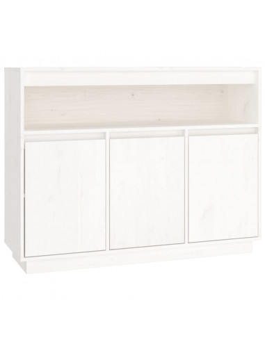 Credenza Bianca 104,5x34x80 cm in Legno Massello di Pino