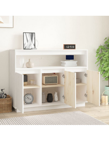 Credenza Bianca 104,5x34x80 cm in Legno Massello di Pino