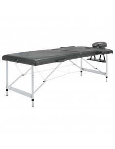 Lettino da Massaggio 2 Zone Telaio Alluminio Antracite 186x68cm 2