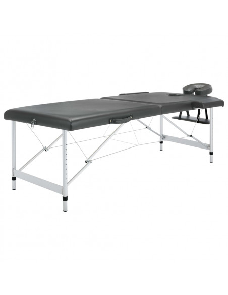 Lettino da Massaggio 2 Zone Telaio Alluminio Antracite 186x68cm