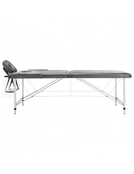 Lettino da Massaggio 2 Zone Telaio Alluminio Antracite 186x68cm