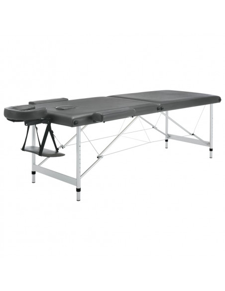 Lettino da Massaggio 2 Zone Telaio Alluminio Antracite 186x68cm
