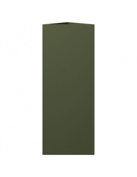 Fioriere 2 pz Verde Oliva Triangolari 30x26x75 cm in Acciaio