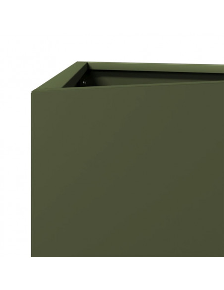 Fioriere 2 pz Verde Oliva Triangolari 30x26x75 cm in Acciaio