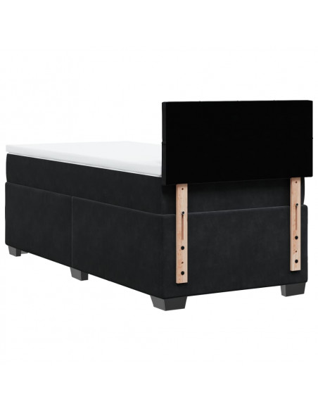 Giroletto a Molle con Materasso Nero 90x200 cm in Velluto