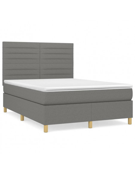Giroletto a Molle con Materasso Grigio Scuro 140x200cm Tessuto