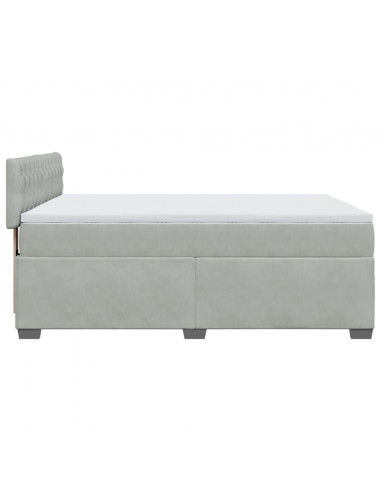 Giroletto a Molle con Materasso Grigio Chiaro 140x190cm Velluto