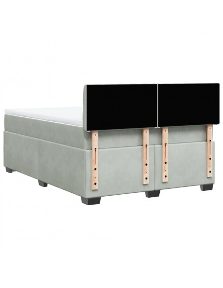 Giroletto a Molle con Materasso Grigio Chiaro 140x190cm Velluto