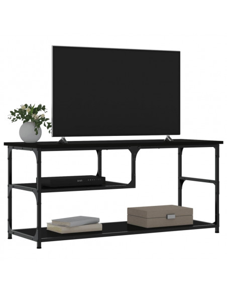 Mobile Porta TV Nero 103x38x46,5 cm Legno Multistrato e Acciaio