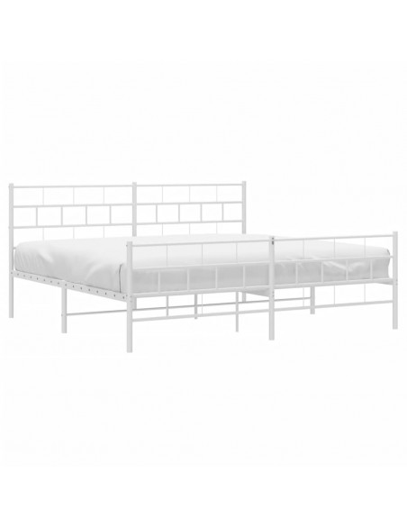 Giroletto con Testiera e Pediera Metallo Bianco 200x200 cm