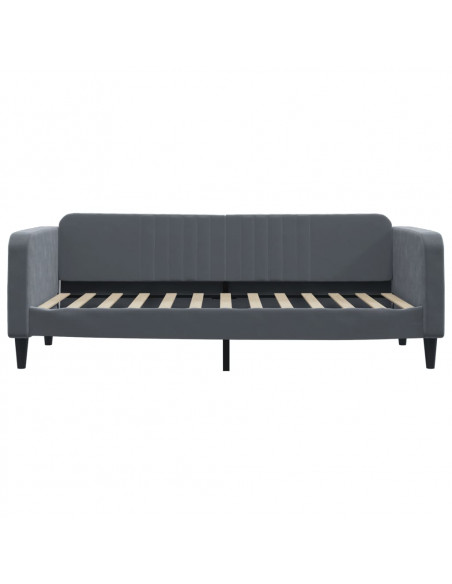 Divano Letto Estraibile Cassetti Grigio Scuro 90x200cm Velluto