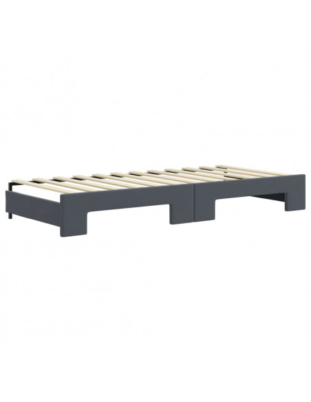 Divano Letto Estraibile Cassetti Grigio Scuro 90x200cm Velluto